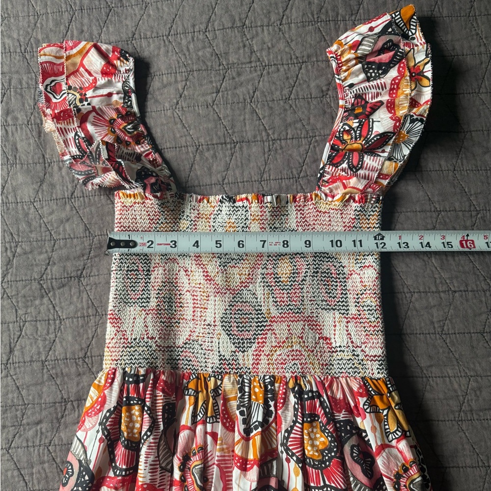 NWT BTB Los Angeles Smocked 100% cotton Flutter Sleeve Maxi Dress Size medium - Picture 15 of 16